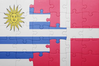 uruguay ve Danimarka ulusal bayrak ile bulmaca
