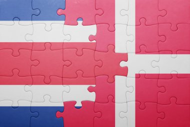 Kosta Rika ve Danimarka ulusal bayrak ile bulmaca