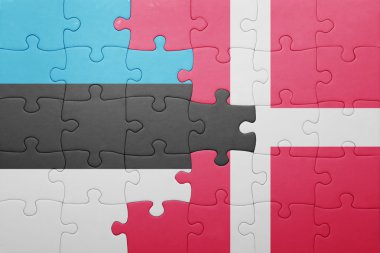 Estonya ve Danimarka ulusal bayrak ile bulmaca