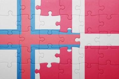 faroe Adaları ve Danimarka ulusal bayrak ile bulmaca