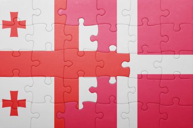 Gürcistan ve Danimarka ulusal bayrak ile bulmaca