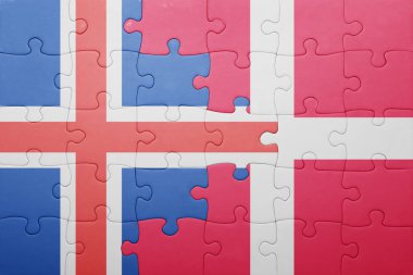 İzlanda ve Danimarka ulusal bayrak ile bulmaca