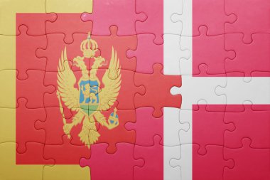 Karadağ ve Danimarka ulusal bayrak ile bulmaca