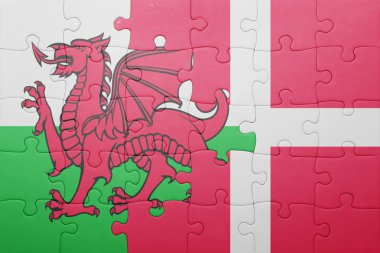 Galler ve Danimarka ulusal bayrak ile bulmaca