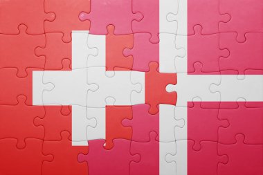 İsviçre ve Danimarka ulusal bayrak ile bulmaca