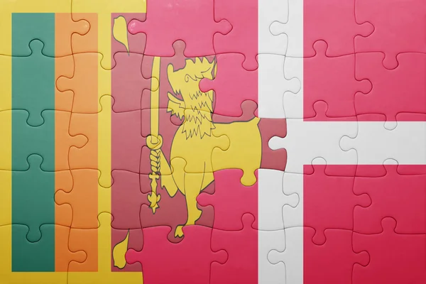 Puzzle s národní vlajka Srí Lanky a Dánsko — Stock fotografie