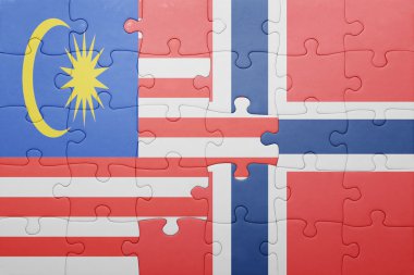 Norveç ve Malezya ulusal bayrak ile bulmaca