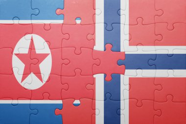 Norveç ve Kuzey Kore ulusal bayrak ile bulmaca