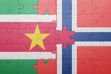 Norveç ve Surinam ulusal bayrak ile bulmaca