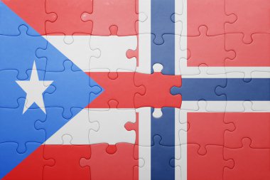 Norveç ve Porto Riko ulusal bayrak ile bulmaca