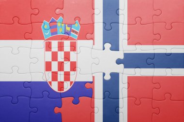 Hırvatistan ve Norveç ulusal bayrak ile bulmaca