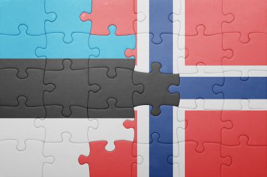 Norveç ve Estonya ulusal bayrak ile bulmaca