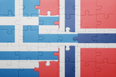 Norveç ve Yunanistan ulusal bayrak ile bulmaca
