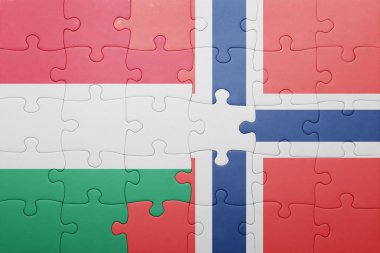 Macaristan ve Norveç ulusal bayrak ile bulmaca