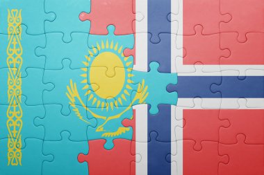 Norveç ve Kazakistan ulusal bayrak ile bulmaca