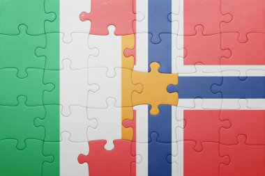 Norveç ve İrlanda ulusal bayrak ile bulmaca