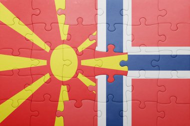 Norveç ve Makedonya ulusal bayrak ile bulmaca