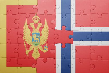 Norveç ve Karadağ ulusal bayrak ile bulmaca