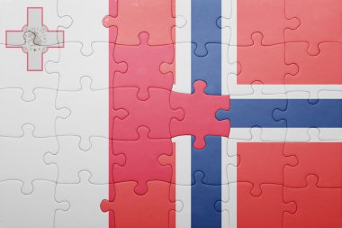 Norveç ve malta ulusal bayrak ile bulmaca