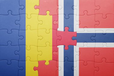 Norveç ve Romanya ulusal bayrak ile bulmaca
