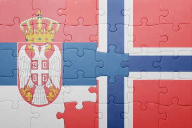 Norveç ve Sırbistan ulusal bayrak ile bulmaca