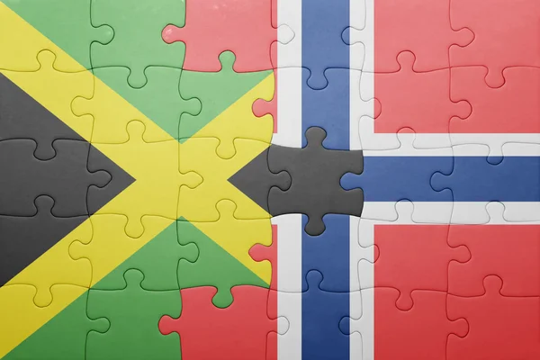 Puzzle avec le drapeau national de la norvege et de la jamaica — Photo