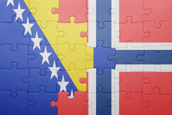 Norveç ve Bosna-Hersek ulusal bayrak ile bulmaca — Stok fotoğraf