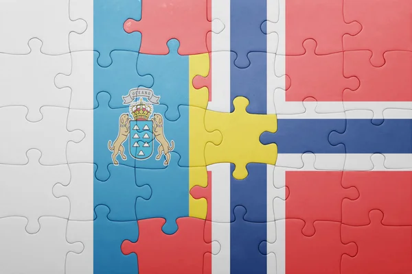 Puzzle z flagi narodowej z Norwegii i Wysp Kanaryjskich — Zdjęcie stockowe