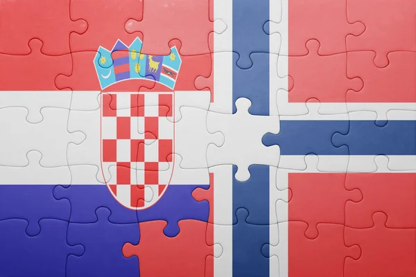 Rompecabezas con la bandera nacional de Noruega y Croacia —  Fotos de Stock