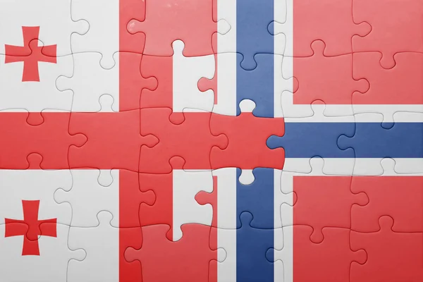 Головоломка с национальным флагом Норвегии и Джорджии — стоковое фото
