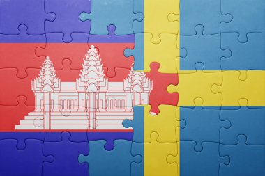 İsveç ve Kamboçya Ulusal bayrak ile bulmaca