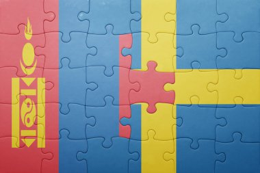 İsveç ve Moğolistan ulusal bayrak ile bulmaca