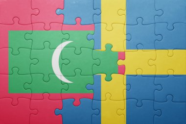 İsveç ve Maldivler ulusal bayrak ile bulmaca