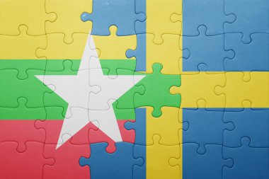 İsveç ve myanmar ulusal bayrak ile bulmaca