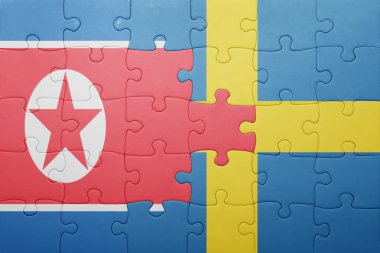 İsveç ve Kuzey Kore ulusal bayrak ile bulmaca