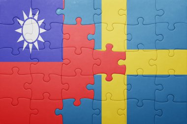 İsveç ve Tayvan ulusal bayrak ile bulmaca