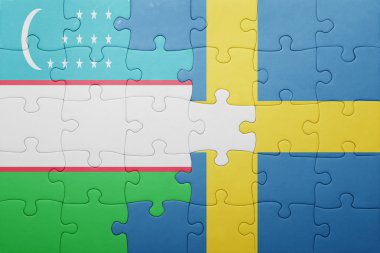 İsveç ve Özbekistan ulusal bayrak ile bulmaca
