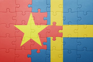 İsveç ve vietnam ulusal bayrak ile bulmaca