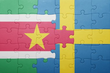 İsveç ve Surinam ulusal bayrak ile bulmaca