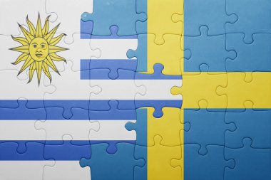 İsveç ve uruguay ulusal bayrak ile bulmaca