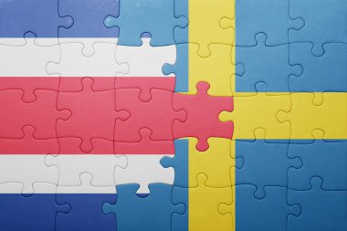 İsveç ve Kosta Rika ulusal bayrak ile bulmaca