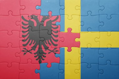 İsveç ve Arnavutluk ulusal bayrak ile bulmaca