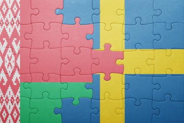 İsveç ve Beyaz Rusya ulusal bayrak ile bulmaca