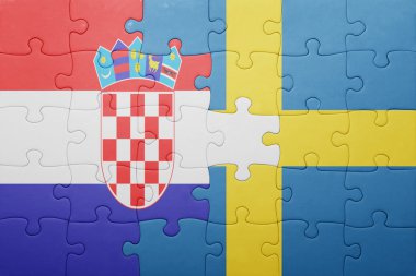 İsveç ve Hırvatistan ulusal bayrak ile bulmaca