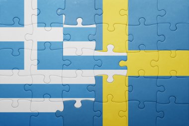 İsveç ve Yunanistan ulusal bayrak ile bulmaca