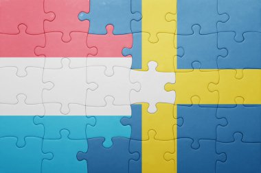 İsveç ve Lüksemburg ulusal bayrak ile bulmaca