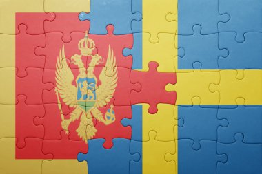 İsveç ve Karadağ ulusal bayrak ile bulmaca