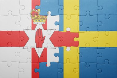 İsveç ve Kuzey İrlanda ulusal bayrak ile bulmaca