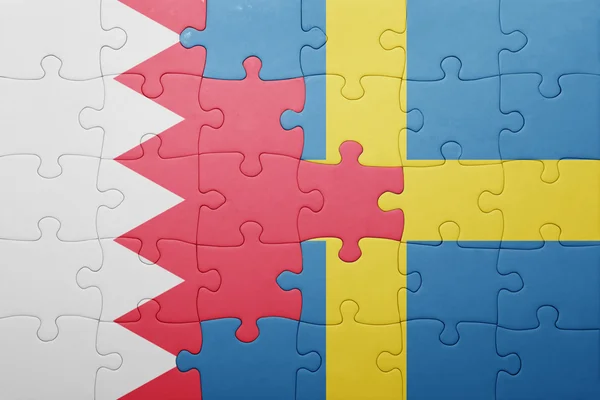 Puzzel met de nationale vlag van Zweden en Bahrein (Bahrain) — Stockfoto