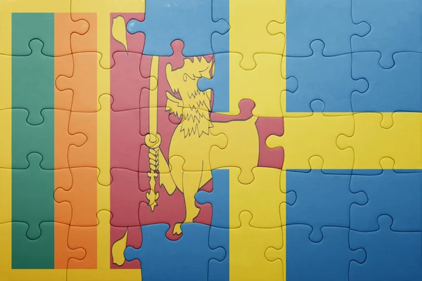 Головоломка з Національний прапор Швеції та Шрі-Ланки — стокове фото